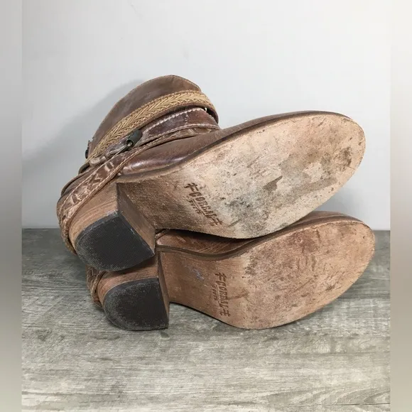 Corral Indie Spirit Cognac Mixed Straps Western Cowboy Leather Womens Boots 7 M
