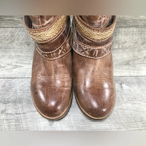 Corral Indie Spirit Cognac Mixed Straps Western Cowboy Leather Womens Boots 7 M