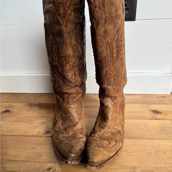 Corral Tall Brown Leather Cowboy Boots