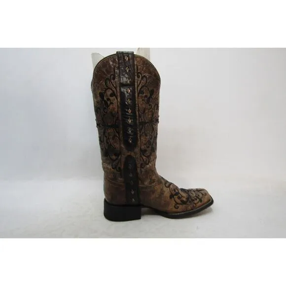 Corral Womens Size 8 M Brown Leather Studded Western Cowboy Boots
