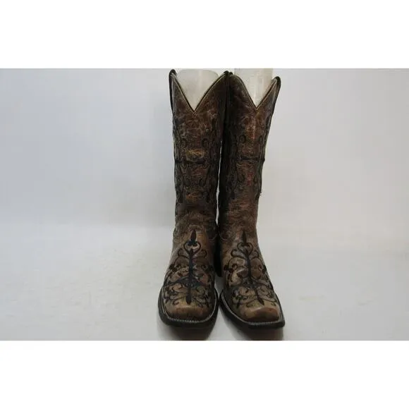 Corral Womens Size 8 M Brown Leather Studded Western Cowboy Boots