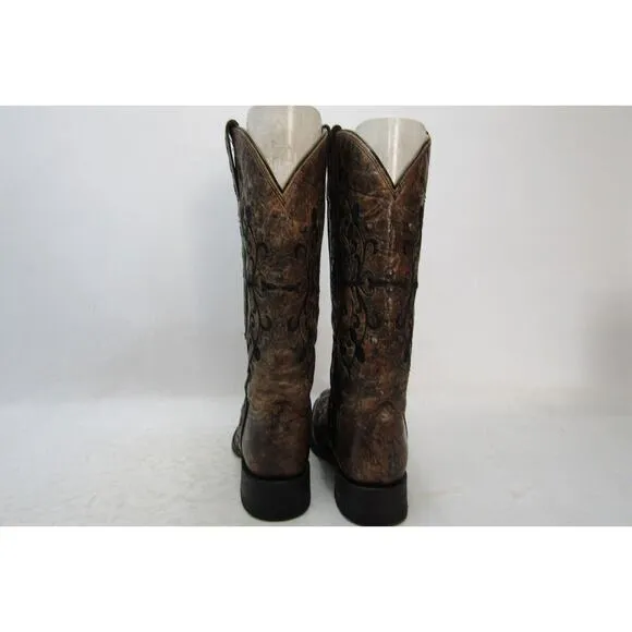 Corral Womens Size 8 M Brown Leather Studded Western Cowboy Boots