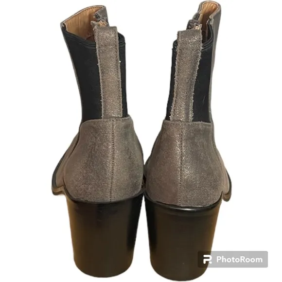 Corso Como Gunmetal Leather Western Chelsea Ankle Boots Size 8