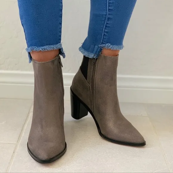 Corso Como Gunmetal Leather Western Chelsea Ankle Boots Size 8