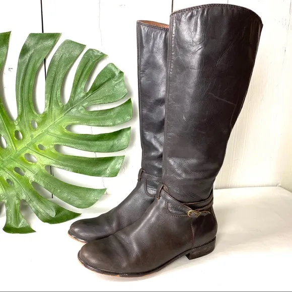 Corso Como Leather Brown Knee High Riding Boots