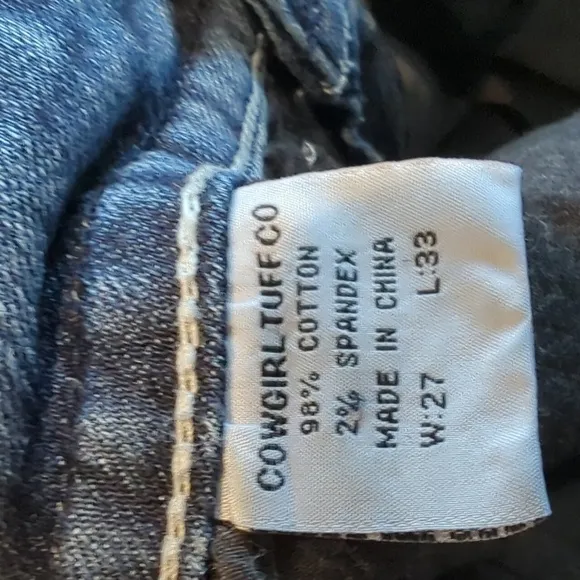COWGIRL TUFF &quot;Blue Victory&quot; bootcut horseback riding jeans med wash sz 27x33 euc