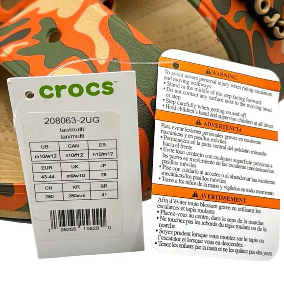 Crocs Classic All Terrain Iconic Comfort Camo Sandals Size 10