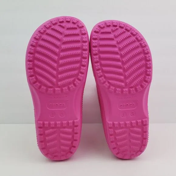 Crocs Classic Boot Girls Sz 3Y Pink Pull On Comfort Boots Shoes 208544-6UB