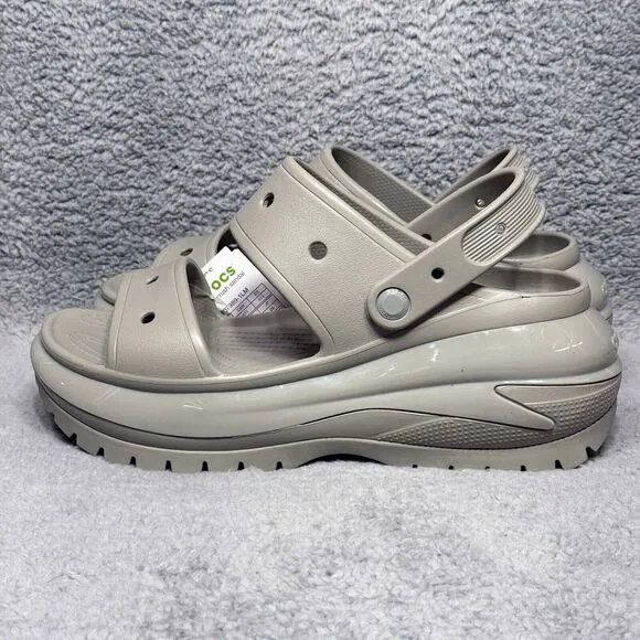 Crocs Mega Crush Mens Size 11 Sandals Shoes Elephant Gray Platform 207989-1LM