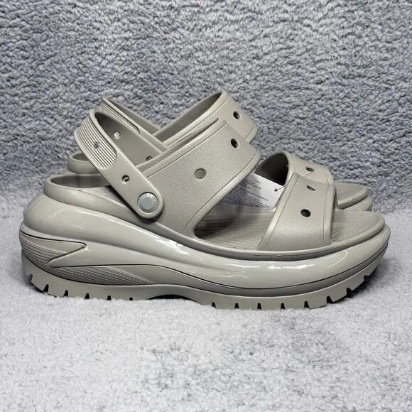 Crocs Mega Crush Mens Size 11 Sandals Shoes Elephant Gray Platform 207989-1LM