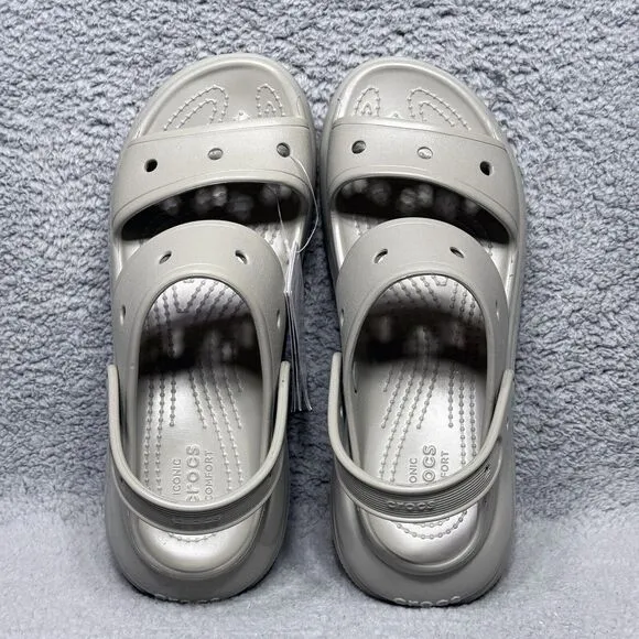 Crocs Mega Crush Mens Size 11 Sandals Shoes Elephant Gray Platform 207989-1LM