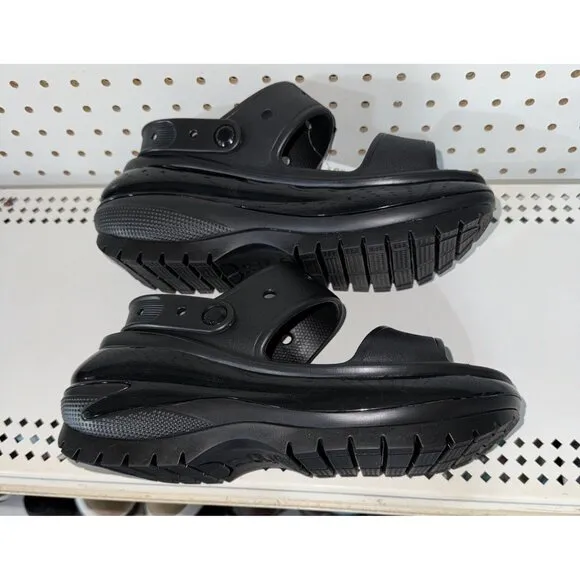 Crocs Mega Crush Womens Platform Wedge Slingback Sandals Size 9 Black