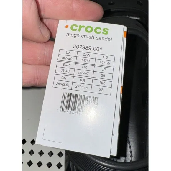 Crocs Mega Crush Womens Platform Wedge Slingback Sandals Size 9 Black
