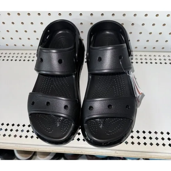 Crocs Mega Crush Womens Platform Wedge Slingback Sandals Size 9 Black