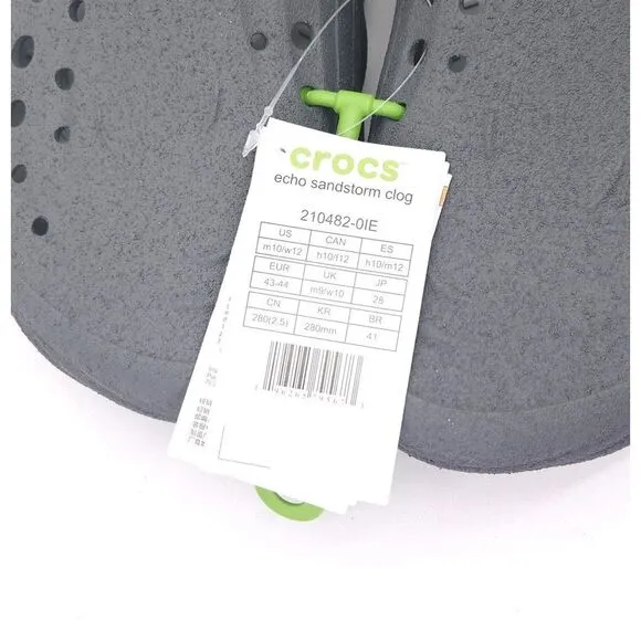 Crocs (Mens‎ 10 Womens 12) Echo Sandstorm Clog Slip On Shoes Sandals Slate Grey