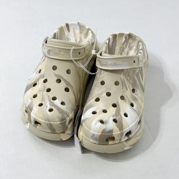 Crocs NWT Sz M 12/W14 Bone Multi Classic Crush Platform Clogs