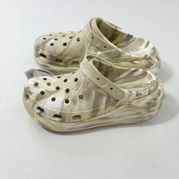 Crocs NWT Sz M 12/W14 Bone Multi Classic Crush Platform Clogs