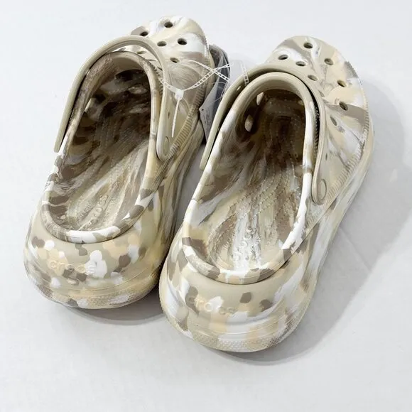 Crocs NWT Sz M 12/W14 Bone Multi Classic Crush Platform Clogs