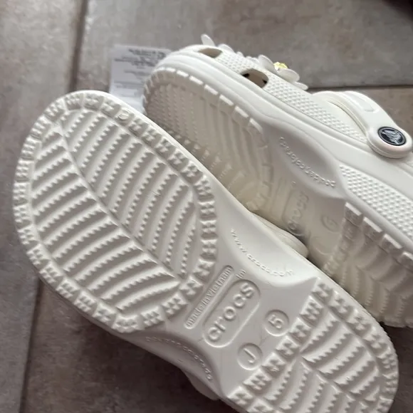 CROCS White and Gold Embellished Sandals