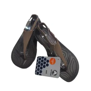 CROCS Women 4 Sexi Flip Flop Thong Bronze Non Slip Serena Sandals RARE NWT