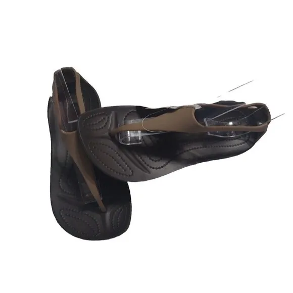CROCS Women 4 Sexi Flip Flop Thong Bronze Non Slip Serena Sandals RARE NWT