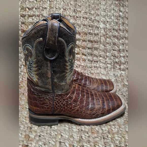 Cuatralba Brown Western Cowboy Boots Boys Sz 14(mex 21)rodeo Country Casual