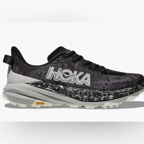 Current Hoka Men’s Speedgoat 6 Black and Gray Stardust Running Shoes 7.5 D