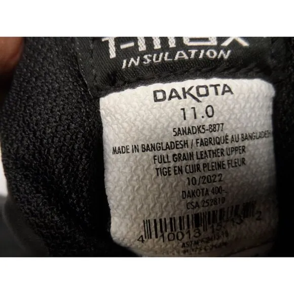 Dakota 877 Mens T-Max Insulation Work Boots Leather Black Size 11M