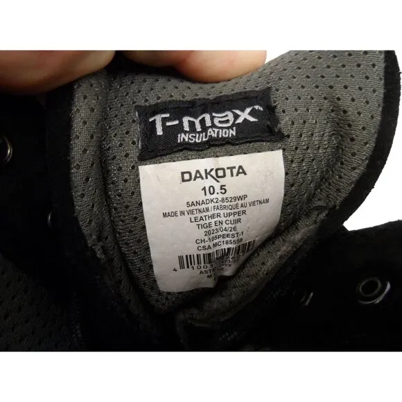 Dakota T-Max Insulation 10.5 Black Leather Work Boots For Men