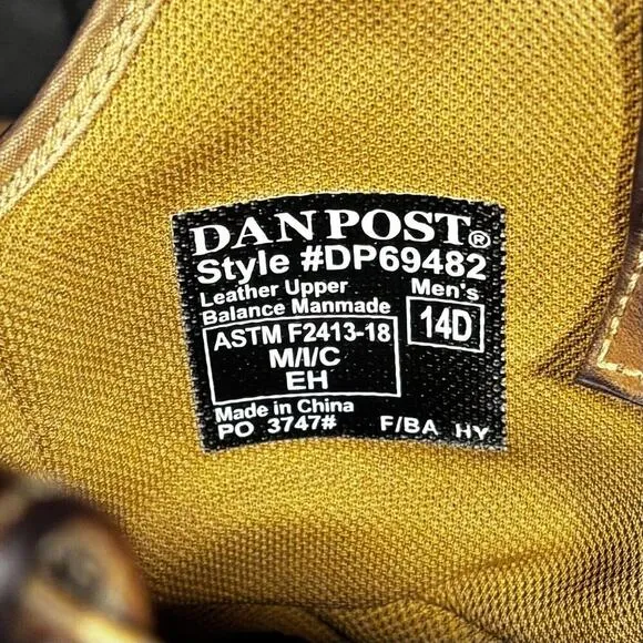 DAN POST Blayde Brown Leather Square Steel Toe Western Work Boots Men’s 14 D