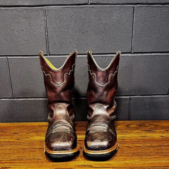 DAN POST Blayde Brown Leather Square Steel Toe Western Work Boots Men’s 14 D