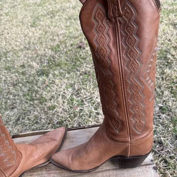 Dan Post Women's Western Boot size 6.5M Light Brown Made in USA