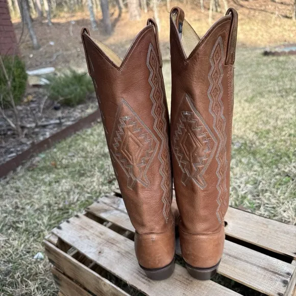 Dan Post Women's Western Boot size 6.5M Light Brown Made in USA