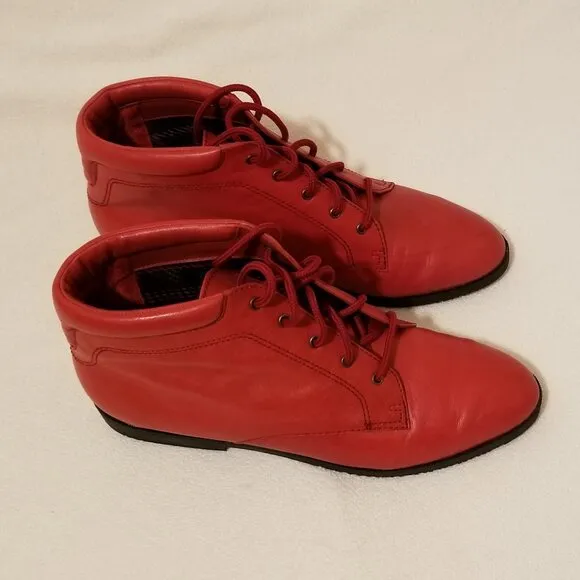 Danexx Women’s Red Leather Booties / Ankle Boots   8 M
