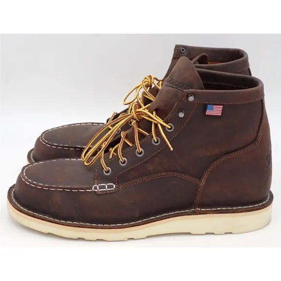 Danner Bull Run Moc Toe 6&quot; Brown Steel Toe Work Boots 15564 Men's Size 13