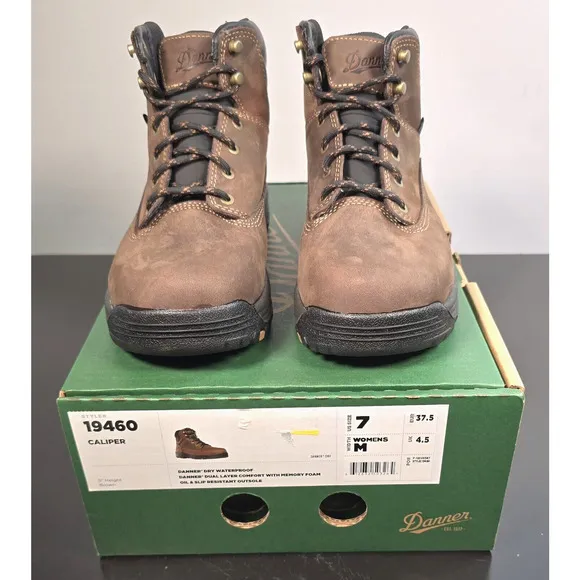 Danner Womens Size 7 M Caliper 5&quot; Brown Leather Waterproof Work Boots 19460 USA