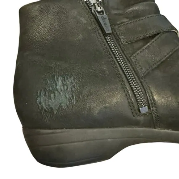 Dansko Faithe Women's Black Leather Buckle Zipper Ankle Boots 38 7.5-8 bootie