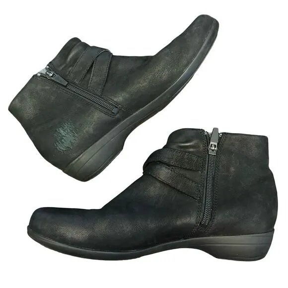 Dansko Faithe Women's Black Leather Buckle Zipper Ankle Boots 38 7.5-8 bootie
