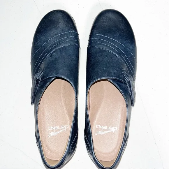 Dansko Franny Womens Size 37 6.5 - 7 Slip On Navy Comfort Shoes Slip Resistant