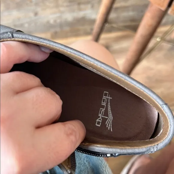 Dansko Gray Ankle Boots with Side Zipper