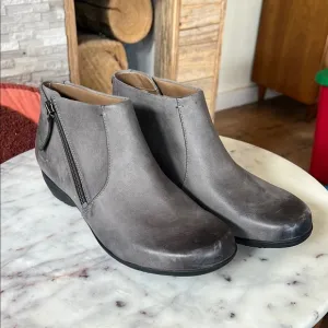 Dansko Gray Ankle Boots with Side Zipper
