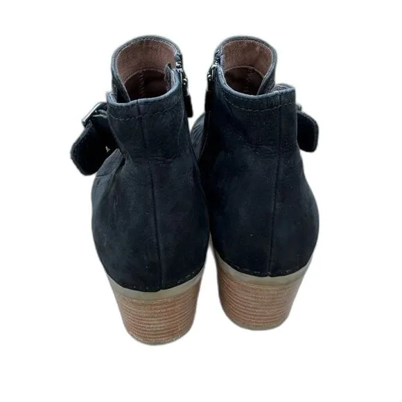 Dansko Henley Ankle Boot Black Suede Size 40 Zip Up Buckle