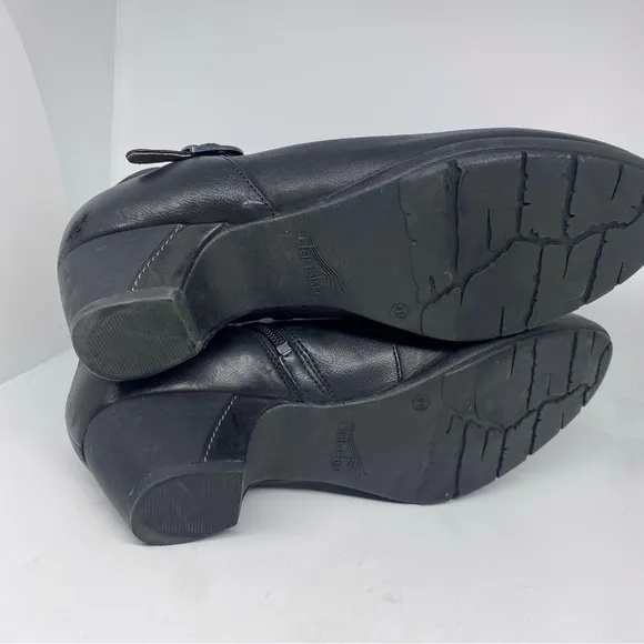 Dansko Leather Buckle Ankle Boots Darbie Black