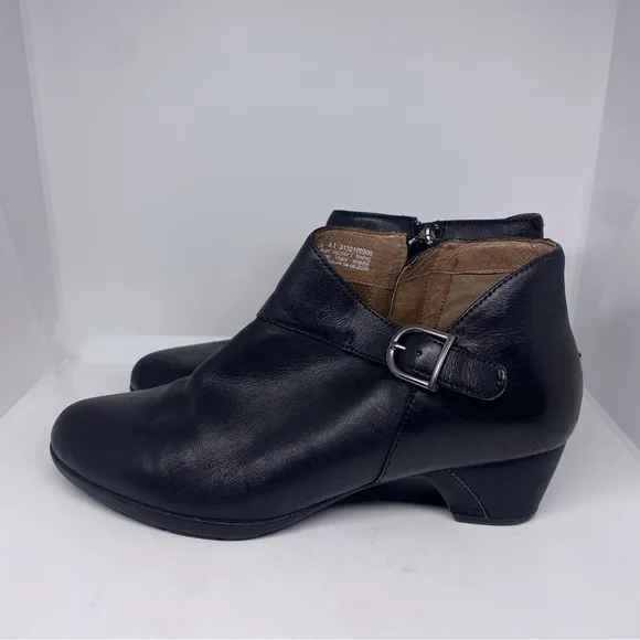 Dansko Leather Buckle Ankle Boots Darbie Black