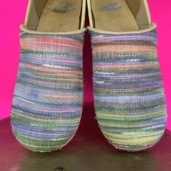 Dansko Professional Jute Artisan Weave Colorful Clog Sz 38