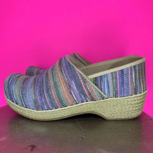 Dansko Professional Jute Artisan Weave Colorful Clog Sz 38