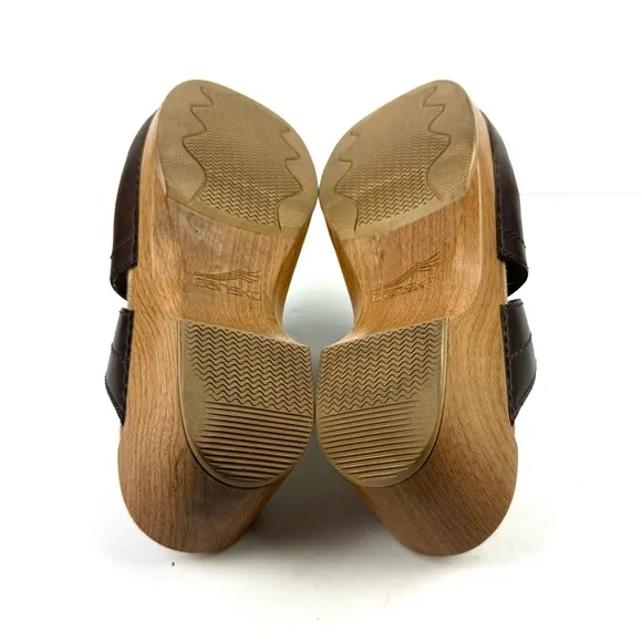 Dansko Susana Clogs 41 Brown Leather Slip On Mules Shoes Womens