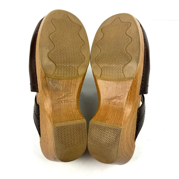 Dansko Susana Clogs 41 Brown Leather Slip On Mules Shoes Womens