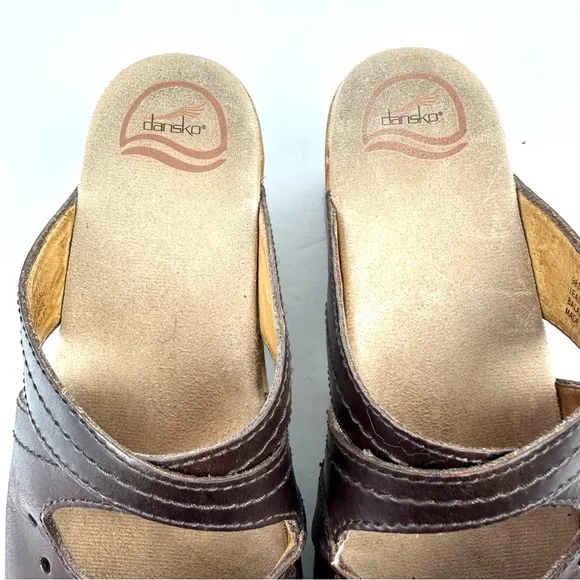 Dansko Susana Clogs 41 Brown Leather Slip On Mules Shoes Womens