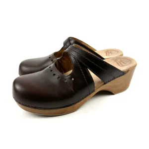 Dansko Susana Clogs 41 Brown Leather Slip On Mules Shoes Womens